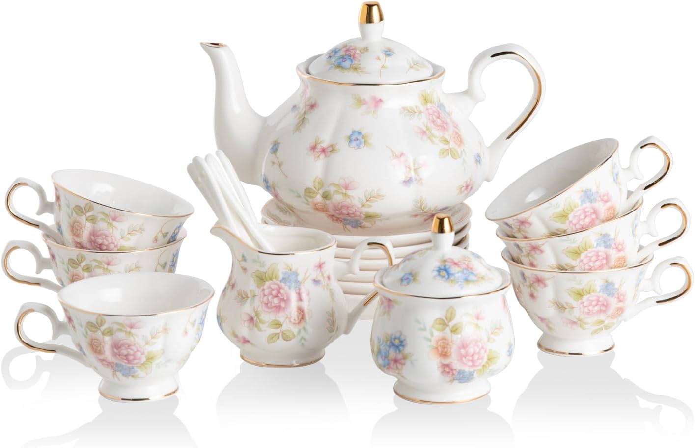 Vintage Collectible Spoons - Servicio de té de porcelana con